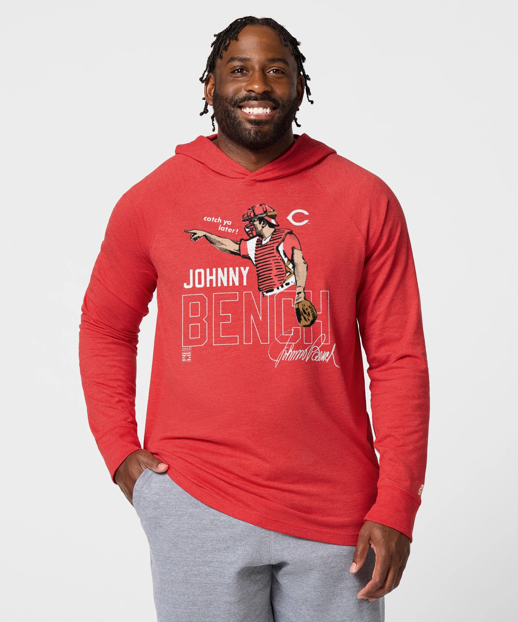 Johnny Bench Reds Lightweight Hoodie - Image 3