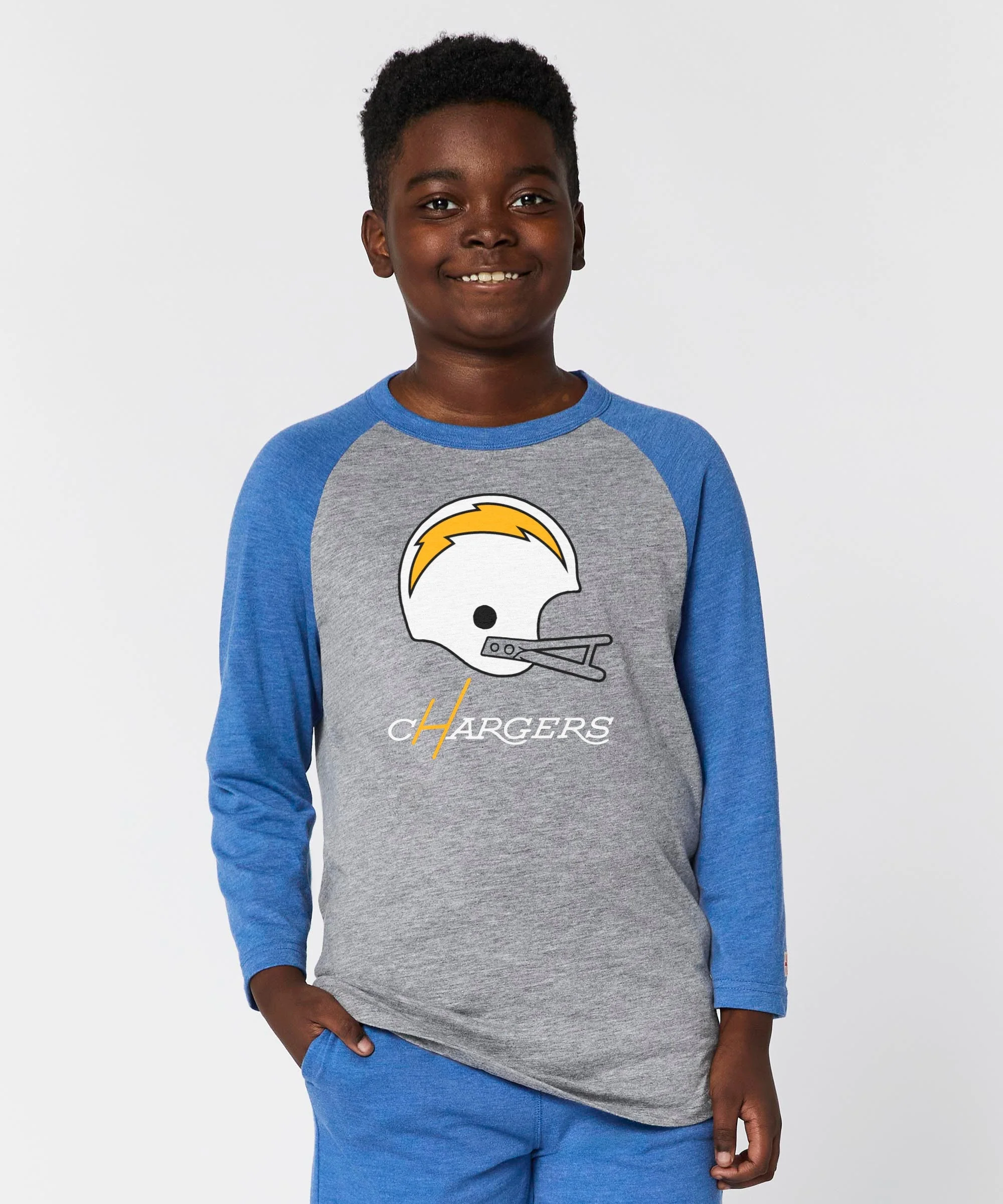 Youth Los Angeles Chargers Big Helmet Raglan - Image 3